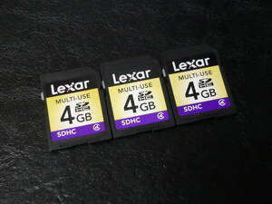 動作保証！Lexar SDHCカード 4GB クラス④ 3枚セット
