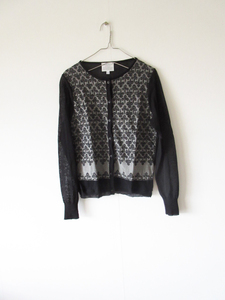 美品 ANTIPAST / アンティパスト NF104 Sock knit cardigan clover 2 BLACK / カーディガン シャツ ブラウス