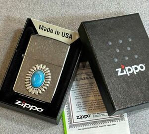 ■新品 ZIPPO USA輸入 ネイティブアメリカン ターコイズ メタル貼り インディアンジュエリー オイルライター ネイティヴ コンチョ U24