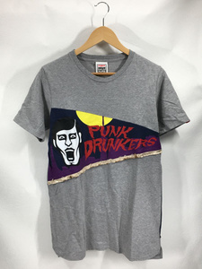 PUNK DRUNKERS◆Tシャツ/半袖カットソー/M/コットン/グレー/灰色/無地/プリント/