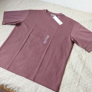 未使用 タグ付 ユニクロ UNIQLO エアリズム コットン オーバーサイズ Tシャツ 五分袖 XL メンズ wine●色size違い有●ネコポス 送料無料