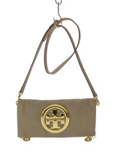 TORY BURCH◆ショルダーバッグ/レザー/BEG/無地