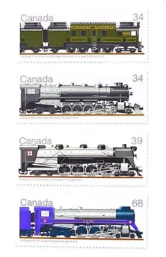 外国切手　カナダ　鉄道　4種