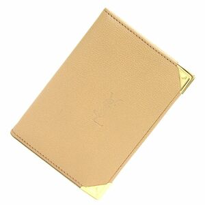 イヴサンローラン カードケース ベージュ レザー 中古 名刺入れ カードホルダー YSL YVES SAINT LAURENT