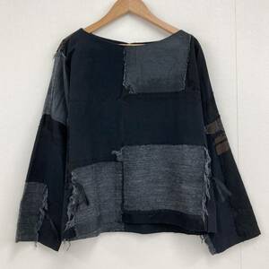 HAAT ISSEY MIYAKE ツギハギ 加工 カットソー 黒 日本製 2サイズ イッセイミヤケ ハート パッチワーク ブラウス Heart archive 3020057