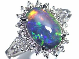 OR11212T【1円～】新品【RK宝石】≪opal≫ 神秘の宝石!! 天然ブラックオパール 大粒1.4ct 極上ダイヤモンド Pt900 高級リング ダイヤ