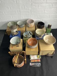 【KH0261】茶器 茶道具 陶器 木箱　松楽　浅見与し三　香せつ造　井本好保　柿紅陽　その他まとめ 茶道具 茶碗 茶器 コレクション 抹茶碗