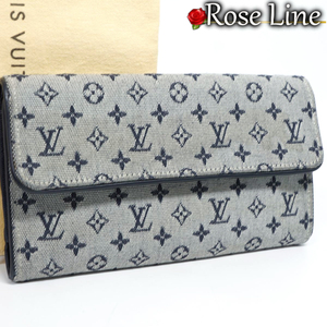 【美品】Louis Vuitton モノグラムミニ ブルー インターナショナル 長財布 青 小銭入れ 札入れ MONOGRAM メンズ レディース M92242