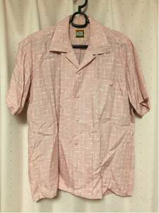 ピンクドラゴン カスリ柄プリント 半袖オープンシャツ 90年代物