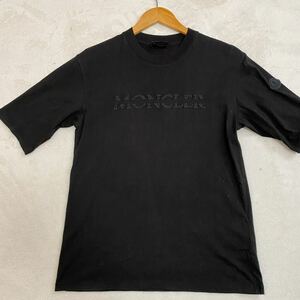 【極美品・最高峰ライン】 MONCLER モンクレール Tシャツ トップス カットソー 刺繍ロゴ ラバー ワッペン ブラック Sサイズ メンズ