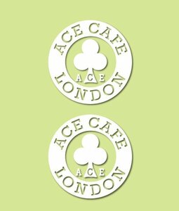 ★エース カフェ ロンドン 転写 ステッカー 2P 白 Ace Cafe London 正規品 Sticker bsa norton rockers