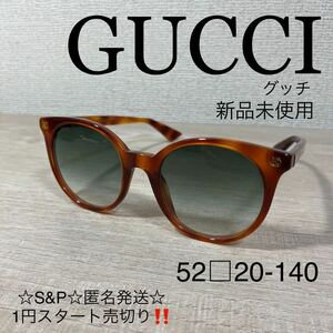 1円スタート売切り 新品未使用 GUCCI グッチ サングラス アレッサンドロ・ミケーレ デザイン 希望小売価格31,320円 アンバーハバナ 