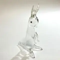 昭和レトロ　吹きガラス　兎　うさぎ　ウサギ　ガラス細工　オブジェ　民芸　郷土玩具