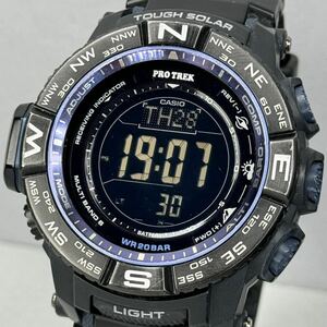 美品 PROTREK PRW-3500Y-1JF タフソーラー 電波受信 電波ソーラー マルチバンド6方位/温度/気圧計 トリプルセンサー ブラック 反転液晶