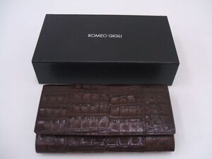 ROMEO GIGLI クロコダイル ワニ革 Henglong croco 折財布 定価35000円 BURGUNDY 長財布 エンジ ロメオジリ 1-0412G# 172700