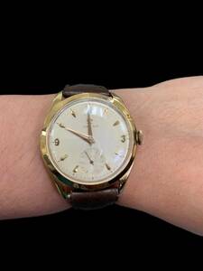 Omega Watch with Omega calf skin leather band 18k yellow gold 海外 即決