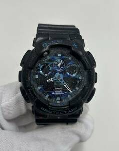 CASIO カシオ G-SHOCK ジーショック 腕時計 GA-100CB-クオーツ アナデジ ブラック ブルー 迷彩 時計