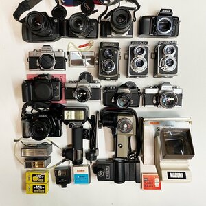 まとめ売り Canon Nikon Pentax Minolta Ricoh など 一眼 二眼 フィルムカメラ ビデオ ストロボ 等 ジャンク品 動作未確認/A4157