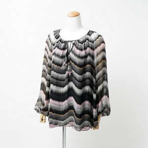 GO6141●Diane von Furstenberg/ダイアンフォンファステンバーグ*シルク チュニック*シルク100％*長袖*薄手*size14