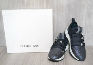 【Q799】Sergio rossi/セルジオロッシ/スニーカー/SR1/ラメ ブラック系/サイズ38