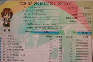 TOSHIBA DT01ABA100 HDD 1TB 使用105回177時間 フォーマット確認のみ#BB01851