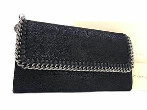 1円 ■美品■ STELLA McCARTNEY ステラ マッカートニー ファラベラ エコレザー 二つ折り 長財布 ウォレット 小銭入れ ブラック系 FA1637