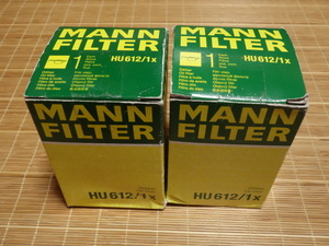 即決 MANN FILTER マンフィルター オイルフィルター オイルエレメント HU612 2個 未使用品 パッケージ難あり メルセデスベンツ 定形外郵便