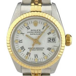 ロレックス ROLEX デイトジャスト ローマン 69173 腕時計 SS YG 自動巻き ホワイト レディース 【中古】