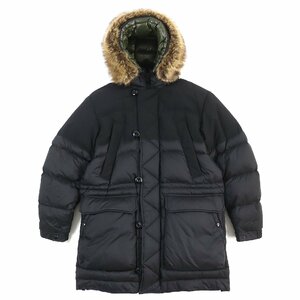 極美品△MONCLER モンクレール 2020年製 SABLETTES フェイクファー・フード・ロゴパッチ付き ダウンコート ブラック 2 国内正規品 メンズ