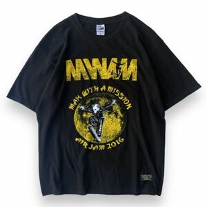 公式 MAN WITH A MISSION マンウィズアミッション AIR JAM 2016 半袖 プリント バンド Tシャツ トップス 黒 XL マンウィズ 音楽 ツアー