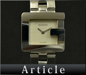 173927□動作確認済 GUCCI グッチ Gウォッチ 腕時計 クォーツ 2針 Gフェイス Gスクエア 3600L SS シルバー レディース アナログ/ D