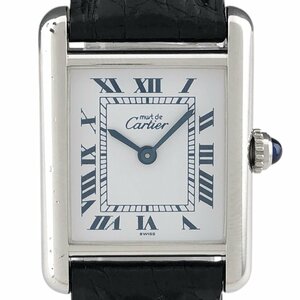 カルティエ CARTIER マストタンク アルジャン SM W1001565 腕時計 シルバー925 GP レザー クォーツ ホワイト レディース 【中古】