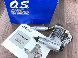 ■OSエンジン FS-91SII 4サイクル マフラー・取扱説明書・元箱付属 O.S. ENGINES 小川精機■