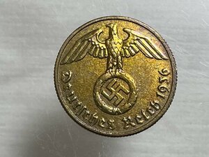 レプリカ ドイツ第三帝国 10ライヒスペニヒ硬貨 黄銅貨 1936年 飾り ペンダント ジュエリーお守りなどに　コイン