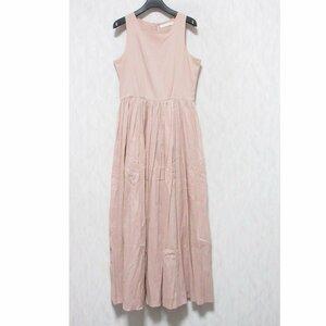 MARIHA マリハ ノースリーブ フレアスカート ロング丈 ワンピース 夏のレディのドレス 38 ピンク ◆