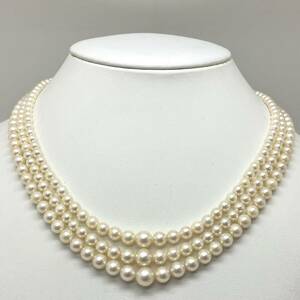 ［アコヤ本真珠ネックレス2点おまとめ] m 重量約48.0g 約3.5~8.0mm ベビーパール 2連 baby pearl necklace silver DA0