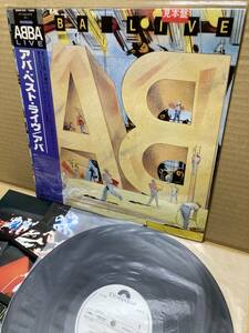 PROMO 28MM 0537！美盤LP帯付！ABBA LIVE アバ・ベスト・ライヴ Polydor 見本盤 プロモ WATERLOO SUPER TROUPER SAMPLE 1986 JAPAN OBI NM
