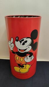 ★ミッキーマウス 昭和レトロ 鉄製 ゴミ箱 傘立て 日本製 赤 レッド ダストボックス ビンテージ ディズニー