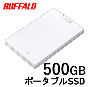 ■送料無料■美品■　BUFFALO　外付け ポータブル SSD　500GB　■ Win/Mac/PS5/PS4対応 USB3.2(Gen1) コンパクト＆軽量/耐振動/耐衝撃/高速