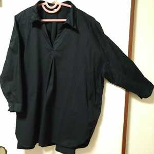 スキッパーブラウス　シャツ★大きなサイズ　４Ｌ　濃紺　チュニック　制服