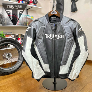 コラボモデル☆超美品☆TRIUMPH & Alpinestars トライアンフ アルパインスターズ レザージャケット ブラック/58（XXL相当）