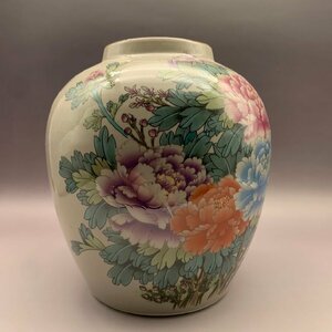 高品質! 花瓶 粉彩 花柄 ぼたん 観賞 装飾 賞物 美術 景徳鎮 中国陶磁 収蔵 fgcq006