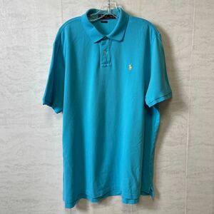 半袖ポロシャツ Polo Ralph Lauren ポロバイラルフローレン サイズXXL 青ブルー　鹿子　メンズ古着