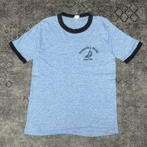 USA製 70s 80s PENSACOLA BAECH FLOLIDA リンガー Tシャツ 半袖 ブルー 70年代 80年代 ヴィンテージ ビンテージ vintage