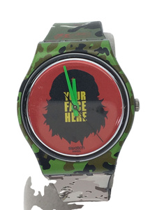 SWATCH◆×kidrobot×ssur/クォーツ腕時計/アナログ/ラバー/RED/KHK