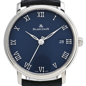 ブランパン Blancpain ヴィルレ ウルトラスリム ローマン 6223C-1529-55A 腕時計 WG レザー 自動巻き ブルー メンズ 【中古】