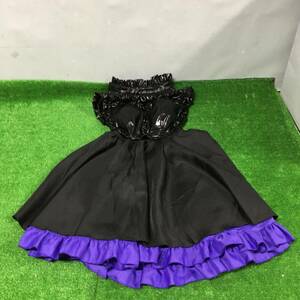 コスプレ衣装 メイド服 マシュ風 光沢 ブラック×パープル Sサイズ ミニスカート 5-3