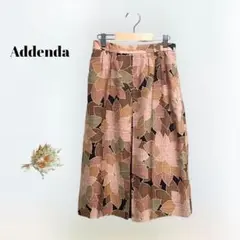 Addenda オレンジベージュ花柄スカート　膝丈　プリーツ　M相当