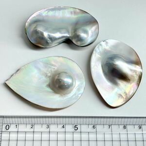 変形!!［マベパール3点おまとめ40g］M 200ct ルース 裸石 宝石 ジュエリー jewelry Pearl マベ貝 半円真珠 ⑤ ◎