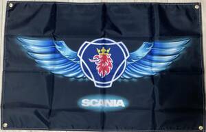 スカニア フラッグ ブラック SCANIA 翼ブルー 送料無料